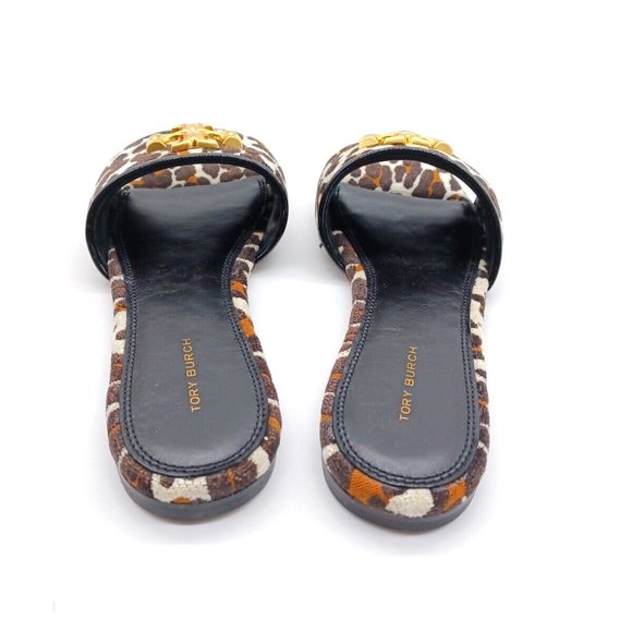 Tory Burch Eleanor Leopard Medallion Flat Sandals - Picture 3 of 6